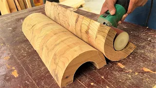 Extremely Ingenious Skills Curved Woodworking Craft Worker || Unique Design TV Stand Wood Furniture