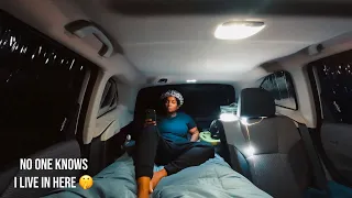 Living In A Subaru||Stealth Camping In A Parking Garage|No One Suspects A Thing ￼