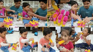 Mango ice cream mangoes 🍦🍦 moulds tho ela chesukunnaro chudandi😊 ice cream chesedaka lolli