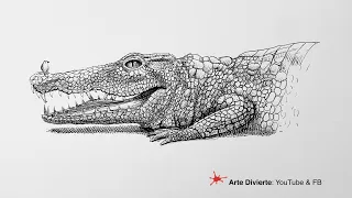 CÓMO DIBUJAR UN COCODRILO CON TINTA - Timelapse