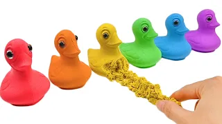Satisfying Video | How To Make Rainbow Duck with Kinetic Sand Cutting ASMR | Zic Zic