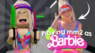 playing MM2 as BARBIE! (murder mystery 2 roblox)