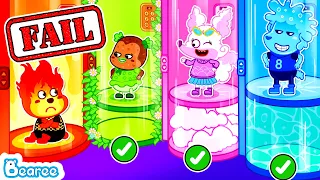 Bearee, Try Again! Failure Doesn't Mean You Can't Do It | Four Elemental Elevator | Bearee Kids Show