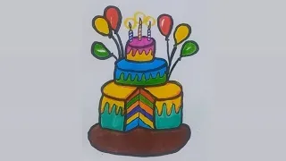 easy cake drawing idea for kids| coloring cake drawing| cake draw for kids#artwork #trending#viral