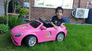Little Boy Playing with Pink Mercedes Ride on car   Ride On Cars Unlimited