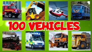 Learn names and Sounds of  100 Vehicles and Transports. Guess Vehicles
