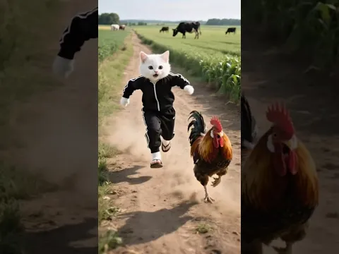 شوف القط مياو عمل ايه لما الديك هرب منه😰💔 #shorts #ai #cat #viral