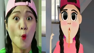 COMPARISON - 불닭볶음면 먹방 Mukbang Fire Spicy Noodle DONA 도나 VS DONA 도나 animation