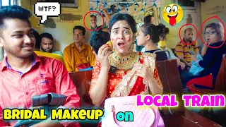 I did My Bridal Makeup on a *Local TRAIN* in Public 😱 Proposed A Boy 😍 *Shocking Reaction* 🤯