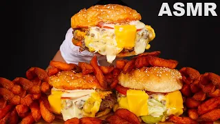 ASMR DOUBLE CHEESEBURGER 🍔🧀 + SWEET POTATO FRIES 🍟 (Eating Sound) | MAR ASMR
