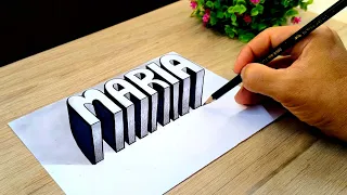 Dibujo 3D 🔥 Cómo Hacer LETRAS en 3D  Nombre MARIA con Efecto de Profundidad