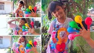 Bermain Balon Daddy Finger Nursery Rhymes, Funny Learn Colors Balloons with Ameera Azzahra
