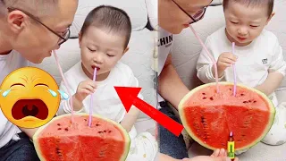 兜兜不乖乖喝药，爸爸只好想出这招，可千万别怪老爸了#段子#baby #日常【HI! 小兜兜】
