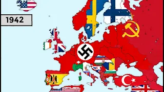 World War I & World War II in Europe with Flags: 1914-1945