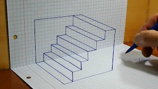 How to Draw a Impossible ladder   3D Trick art on Graph paper