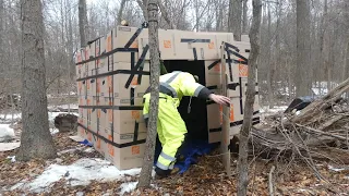 Winter Night In Cardboard Box Shelter