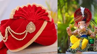 DIY: Ganesha pagdi pheta // Easy ganesha pagdi making video / ganpati bappa mukut
