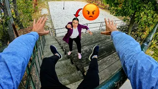 ESCAPING ANGRY TEACHER 5 @DumitruComanac (Parkour POV Chase) #viral #funny #school #parkour #pov  
