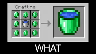 Minecraft Wait What meme part 27 (Crafting Emerald Bucket)
