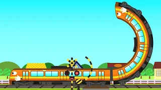 やわらかい踏切と電車