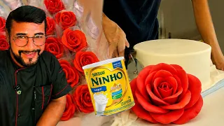 NÃO É CHANTILLY! 😱 Essa PASTA DE LEITE NINHO é PERFEITA para modelar rosas
