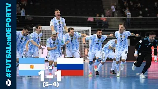 Argentina 1-1 (5-4) Rusia - RESUMEN - Mundial de Futsal - Cuartos de final - Lituania 2021 - Penales