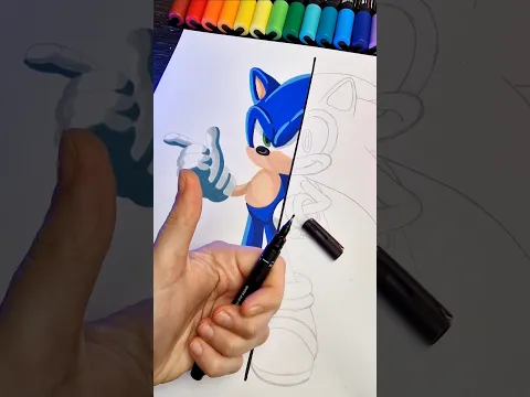 Drawing ⚡️Sonic⚡️ The Hedgehog /100$ vs 0$ /Part 1💙 #sonicthehedeghog #shorts #sonic