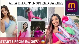 ALIA BHATT SAREES from MEESHO 💜💛 || Starts from RS. 297/- only 😱 || Honest Review || TryOn