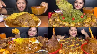 ASMR: EATING SPICY BASANTI PULAO🔥/ MUTTON🐐 CURRY/ CHICKEN LOLLIPOP🍭/ EGG🥚 CURRY/ Mukbang🔥FOOD INDIAN