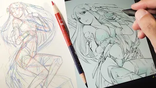 Analog and digital drawing　アナログスケッチデジタル線画