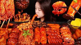 ASMR 먹방 :) 매콤 불닭 새우 버섯 떡볶이~ (가래떡, 어묵, 비엔나소세지, 팽이버섯, 표고버섯, 새송이버섯, 불닭만두, 백만송이버섯) mukbang.