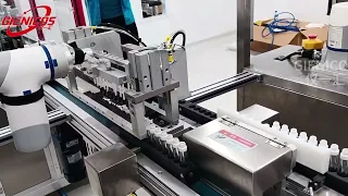 80-100pcs/min lipgloss Filling Capping Production Line with robot loading bottle And Cap