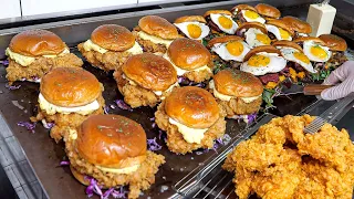 푸짐함이 역대급! 하루 100개씩 팔리는 미친 퀄리티 일본식 치킨버거, 스테이크 버거 Japanese chicken & steak burger - Korean street food