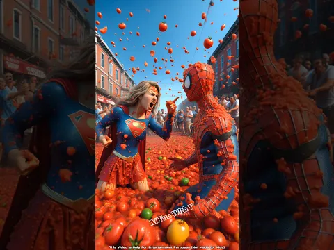 Spiderman par tomato festival mei Supergirl ne lagaya galat iljaam 😮 #spiderman #shorts