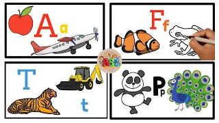 Learn Alphabet with TWO Words - A For Apple - ABC Alphabet Songs with Sounds for Children