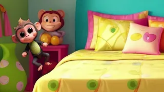 Viisi pientä apinaa hyppii sängyssä | Five Little Monkeys  In Finnish |  Nursery Rhymes