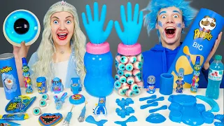 MUKBANG for Superheroes Blue food challenge 그린 블루 푸드 챌린지 Elsa Frozen vs Captain America by Nerd Hand