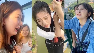 Bungee Jumping With Rope In Beautiful Place|Girl Screams In Fear While Bungee Jumping #Bungee