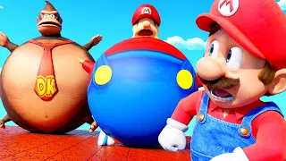 Rolling Fat Mario Bowser and Donkey Kong 3D animation