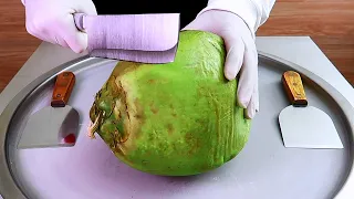 Coconut ice cream rolls street food - ايسكريم رول على الصاج جوز الهند