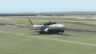 The whole process of heavy tank aircraft landing. wildly imagined plane