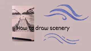 Very easy to draw a scenery with me #art #scenery