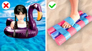 ¿Qué se esconde en la arena? ☀️ Merlina vs Enid | Gadgets y Trucos de Verano