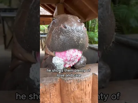 The keeper who is pampered by the hippopotamus #animals #cute #shorts
