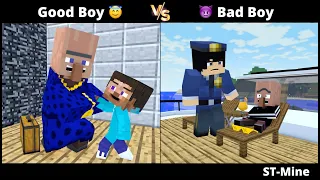 Good Boy 😇 VS 👿 Bad Boy. Baby Steve VS Bad Villager. Part 9. #minecraftanimation @ST-Mine