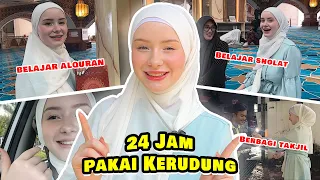 BULE BARBIE 24JAM PAKE KERUDUNG🧕🏻BELAJAR SHOLAT DAN BERBAGI MAKANAN