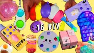 15 DIY COMO FAZER FIDGET TOYS CASEIROS|FIDGET TOYS + POP IT + STRESS BALL (Viral TikTok fidget toys)