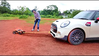 Mini Cooper കെട്ടിവലിച്ചു 🤣🤣🤣 USING RC CAR l UNBOXINGDUDE