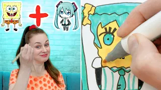 How to Draw Miku Hatsune + SpongeBob  and other characters