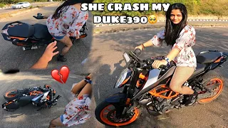 She Crashed My Duke 390😰| Bike Damage💔Nuksan Hogya aaj🥺|@Sanchituli